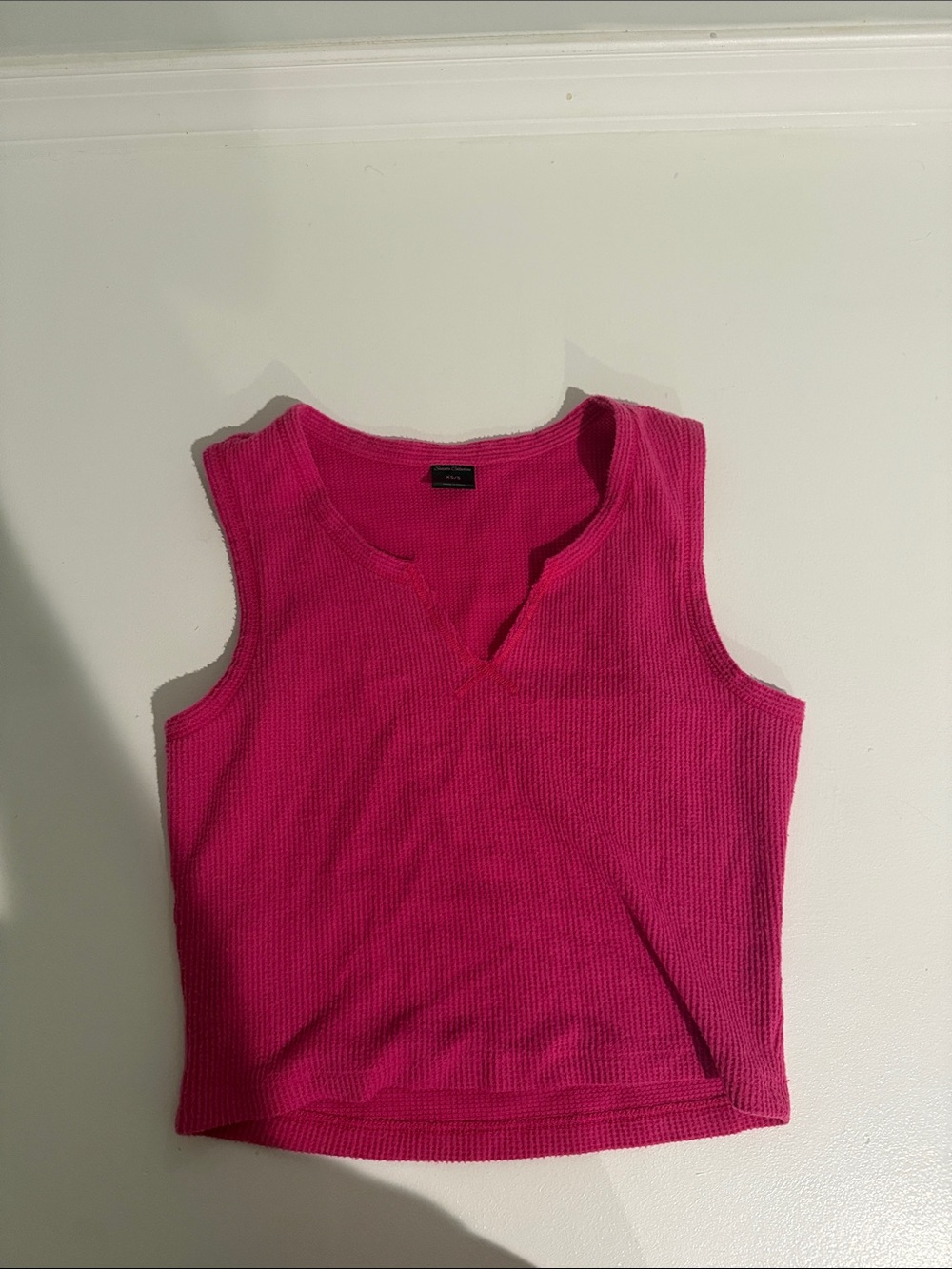 Women's Bright Fuchsia Sleeveless Knit Tank Top Worn Once